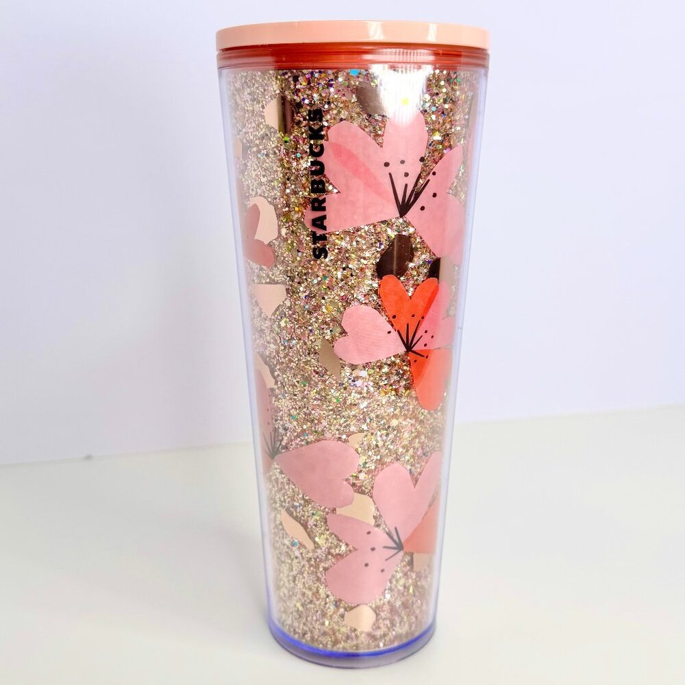 Starbucks 2020 Valentine's Pink HEARTS Acrylic Tumbler Cold Cup, 24 Fl‎ Oz